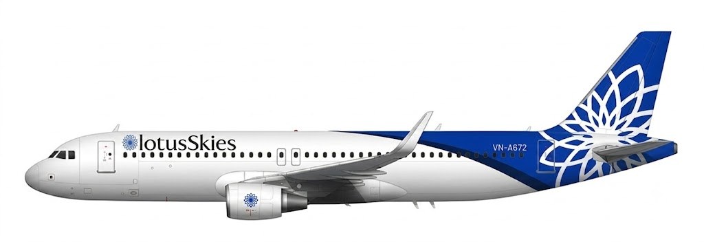Airbus A320 in lotusSkies livery