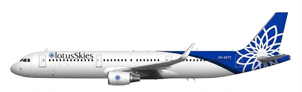 Airbus A321 in lotusSkies livery