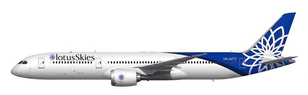Boeing 787-9 Dreamliner in lotusSkies livery